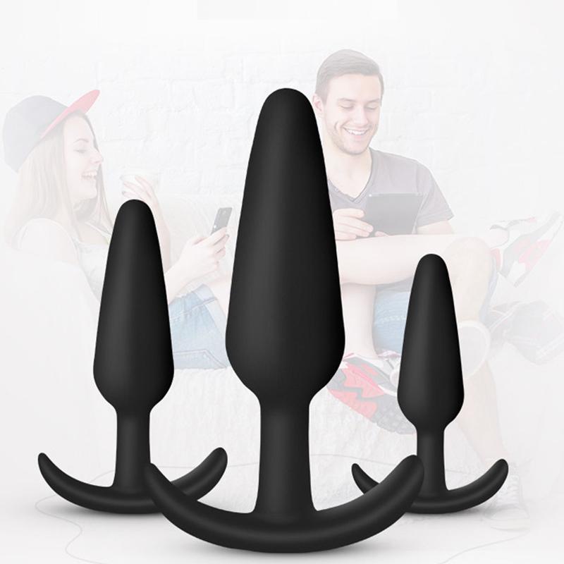 100% Safe Silicone Dildo Anal Plugs Butt Plug Unisex Sexy Stopper 3 Different Size Adult Sex Toys for Men/Women Trainer Massager