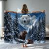 Bear Print Flannel Blanket High Quality Warm Comfortable Cover for All Seasons Perfect for Gifts Home Decor