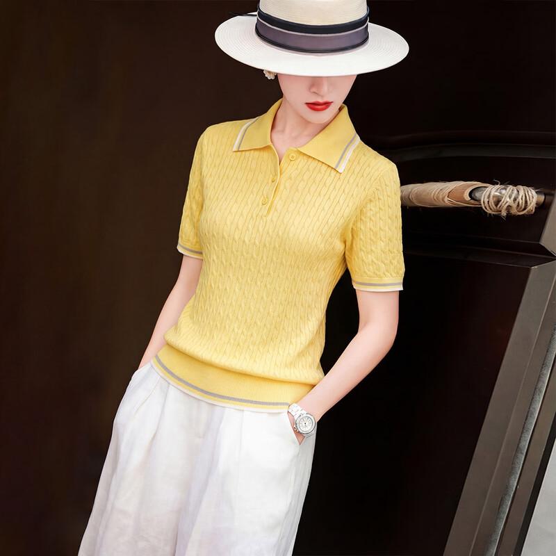 Women's 100% Tencel Striped Polo Knit Shirt