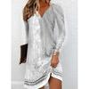 QICED Fashion Autumn Winter Long Sleeve V-Neck Casual Dresses