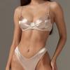 Womens French Satin Bralette With Lifting Support Lightweight Seamless Underwire-Free Large Bust