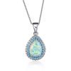 Cold Wind Platinum Water Drop Edge Diamond Opal Necklace Women's Delicate Necklace