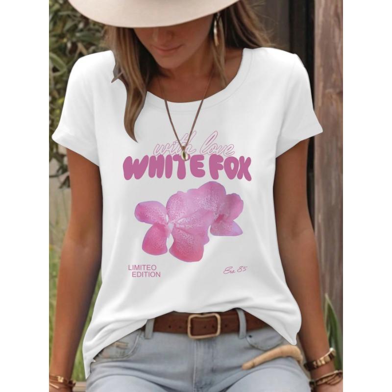 

Летний пуловер с круглым вырезом в форме лепестка и короткими рукавами для женщин. Футболка XXL белый