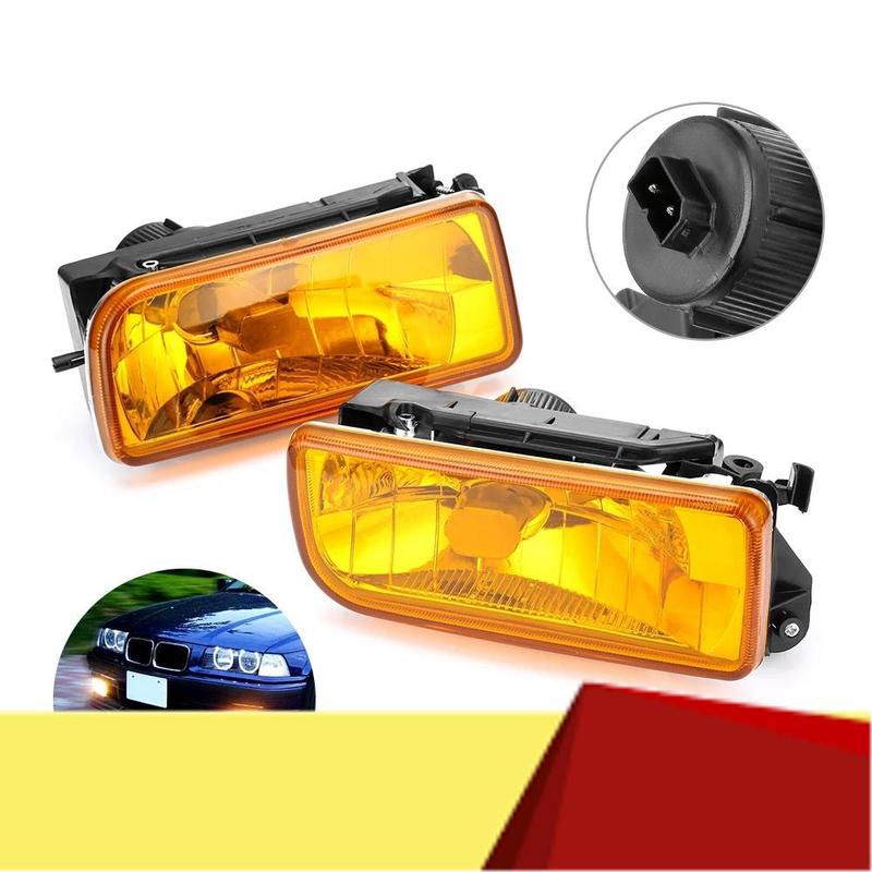 E36 Fog Lights For -BMW M3 (E36) 3 Series 1992-1999 Fog Lamps Replacement Assembly 1 Pair (Yellow Lens)-M53K