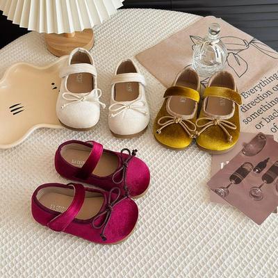 Koreanische Samt-Mädchen-Schleifen-Prinzessinenschuhe - Retro, Vielseitig, Flacher Ausschnitt für Frühling & Herbst