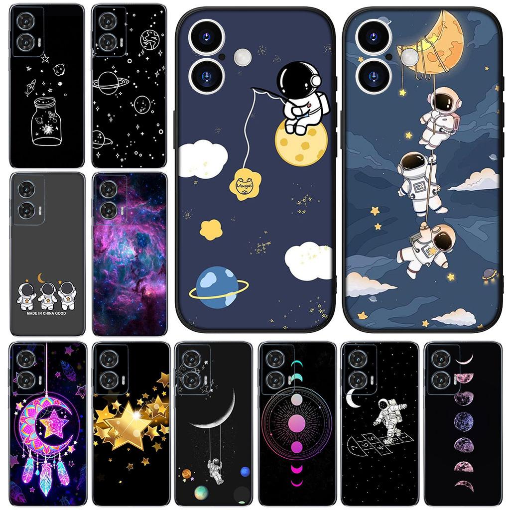 Hülle Mond Cartoon Himmel Astronaut Sterne für Samsung Galaxy S22 S21 S20 Fe Ultra S9 Plus + A13 A22 M21 M31 M55 M15 Handyhülle