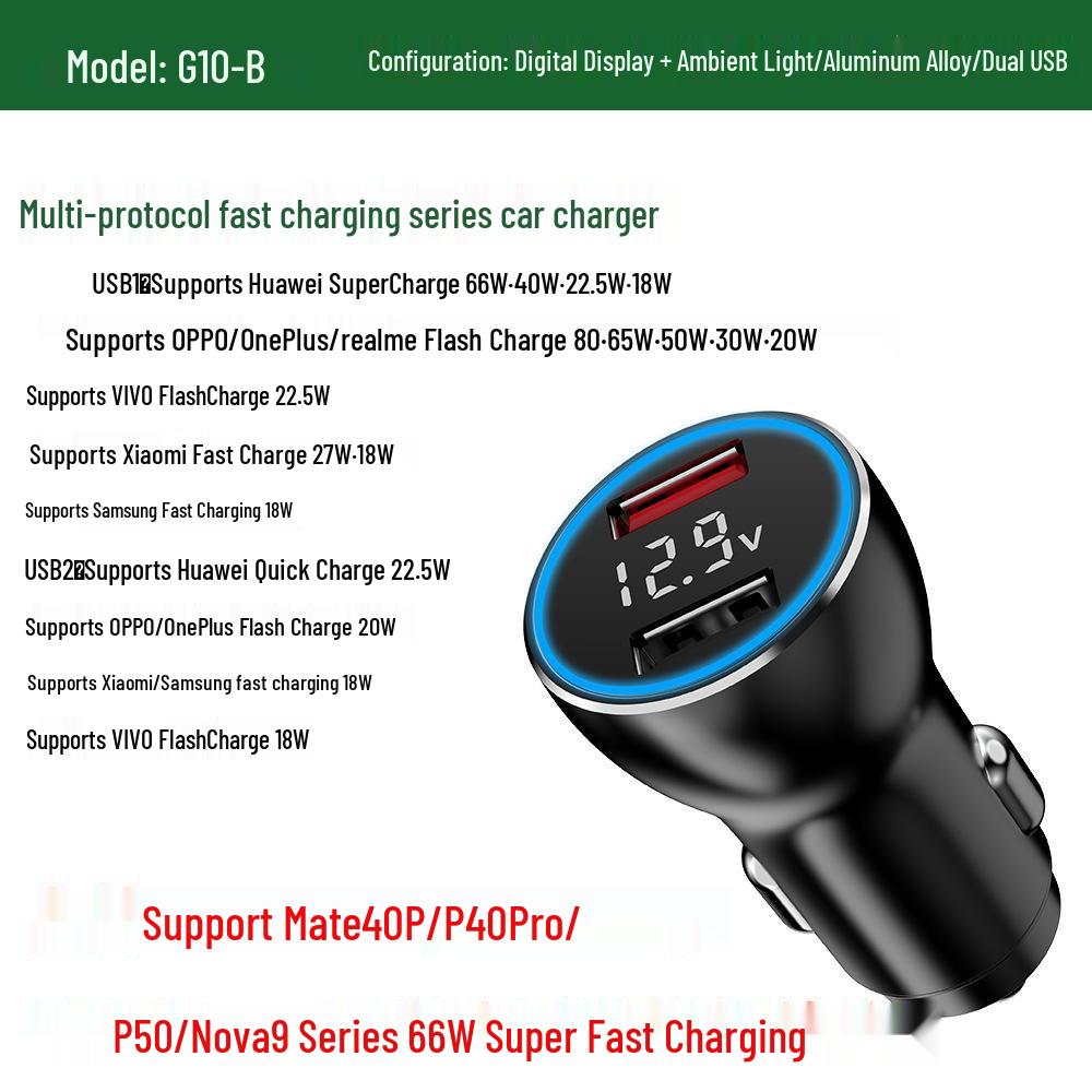 80W Car Charger for OPPO & OnePlus Phones - K10Pro/Find X5 Compatibility