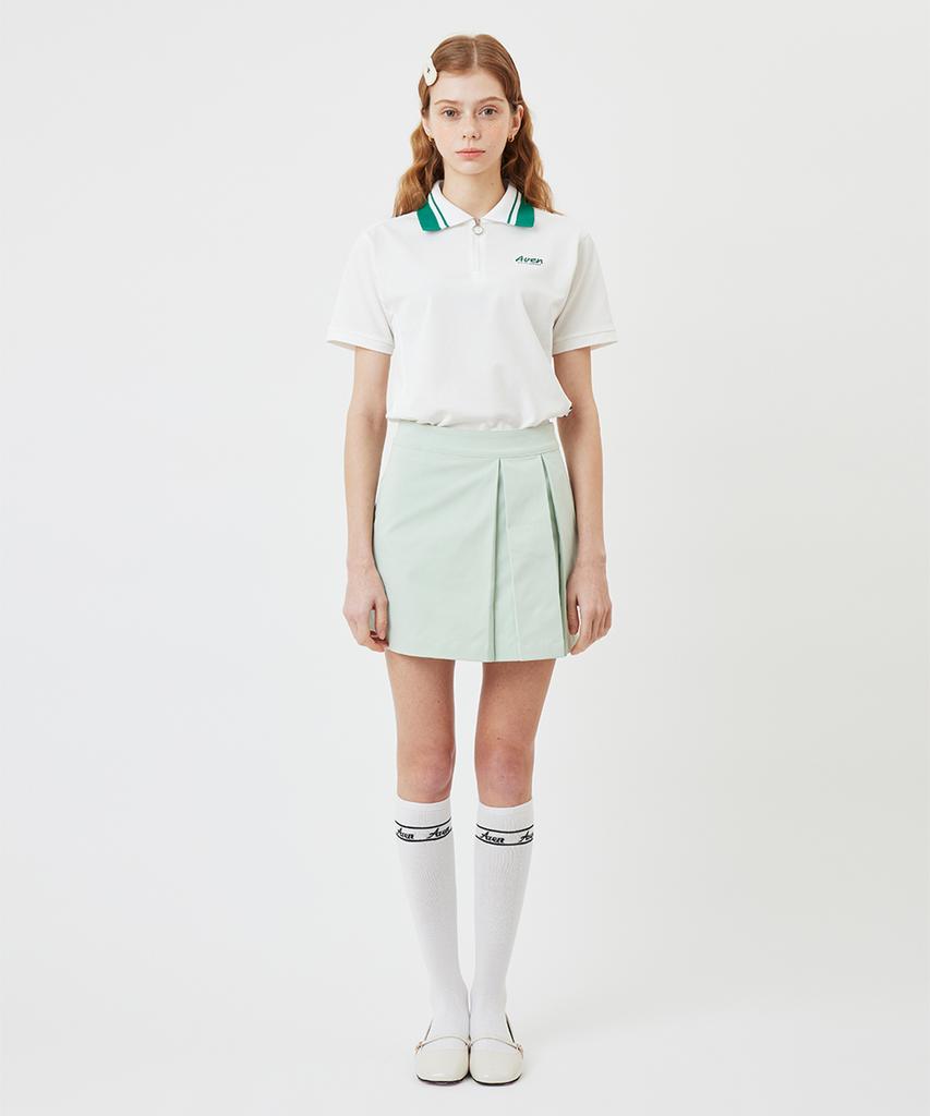 AVEN Zip-Up Polo Shirt White