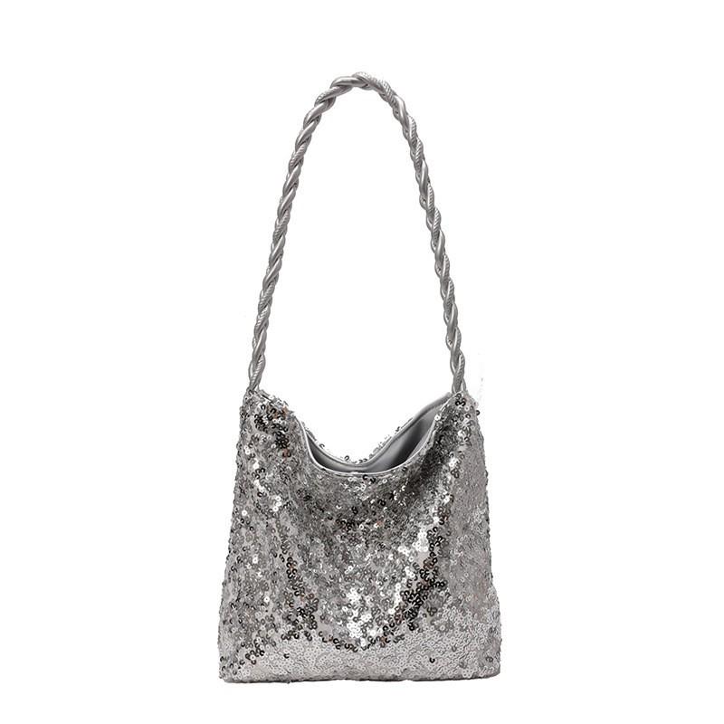 

Super Hot Sequined Tote Bag Sweet Cool Girl One-shoulder Underarm All-matching Niche Bucket срібний