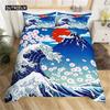 Japanese Cherry Blossom Bedding Set Landscape Painting Duvet Cover Set Style Comforter Cover Polyester Art Quilt Cover Bedroom