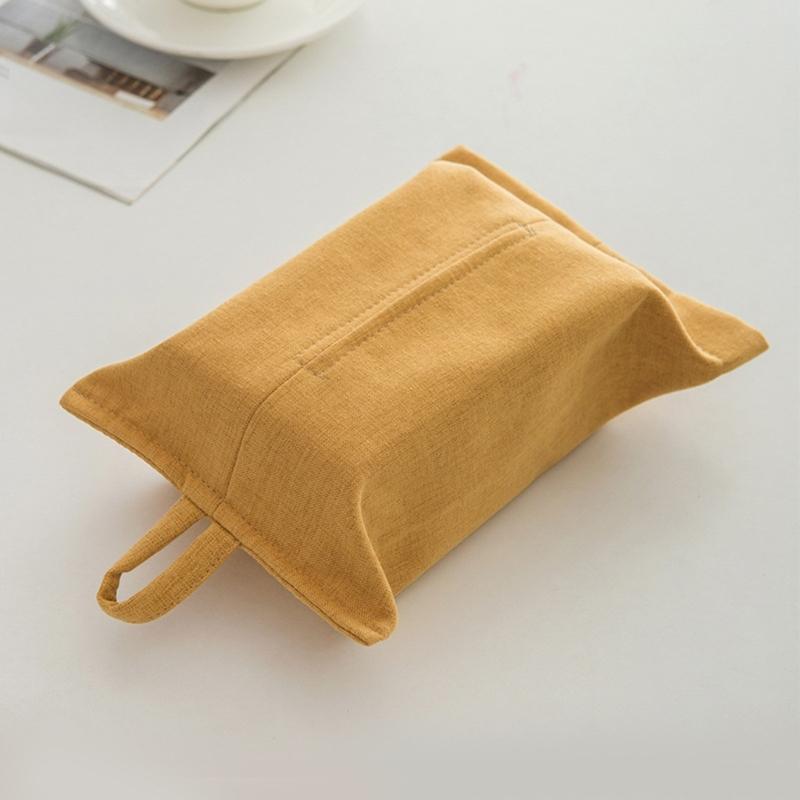 Elegant Fabric Tissue Box Cover with Hanging Rope Wall Mounted Napkin Dispenser Paper Towel Holder for Home and Office