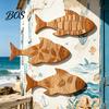 Rustic Ocean Decor 3Pcs/Set Bathroom Fish Wall Decoration, Wooden Art Decoration Sculpture, Nautical Hanging Ornament for Beach Lake House Sea Theme