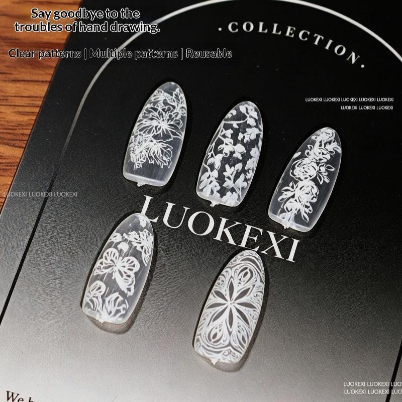 French Lace Flower Butterfly Nail Art Stamping Plate High Definition Pattern DIY Manicure Print Tool for Professional Salon Home Use