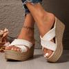 Fashion Woven Chunky Platform Sandals Women Fashion Cross Band High Heels Slippers Woman Plus Size Thick Sole Summer Sandles Mujer 42