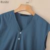 ZANZEA Women Casual V-Neck Solid Color Sleeveless Cotton Tank Tops