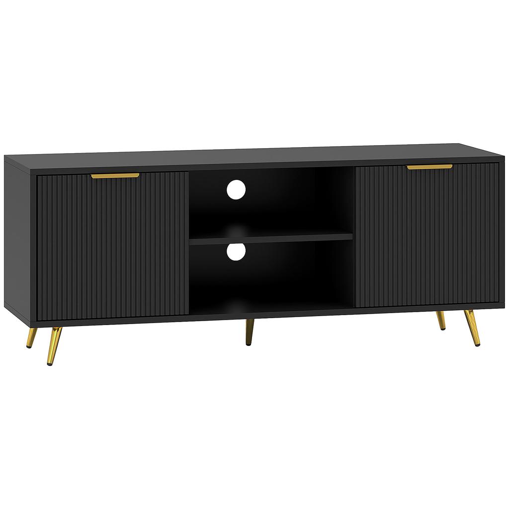 Modern TV Stand Cabinet for TVs Up To 55", TV Unit with 2 Open Shelves and 2 Cabinets, Entertainment Centre with Cable Management for Living Room