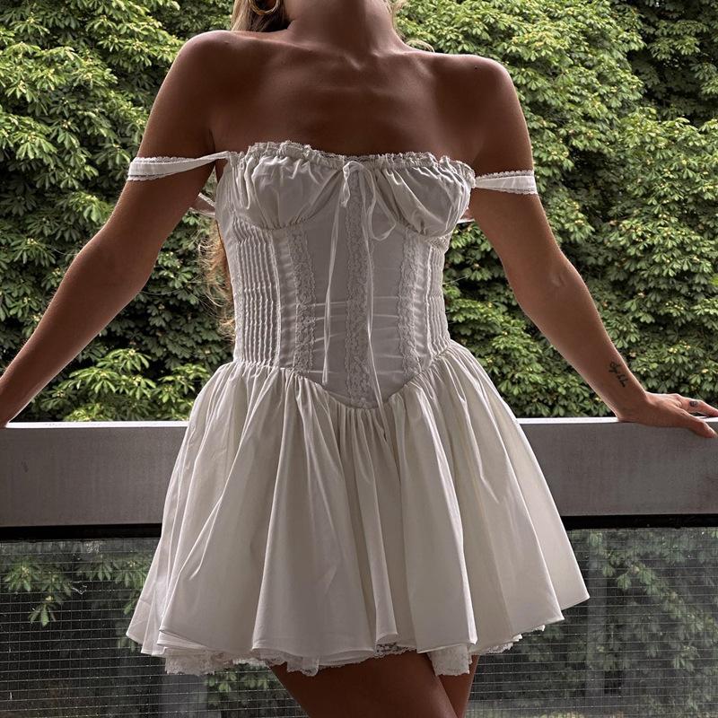 European and American Summer Women's Elegant and Sexy Low Cut Waist Strap Dress