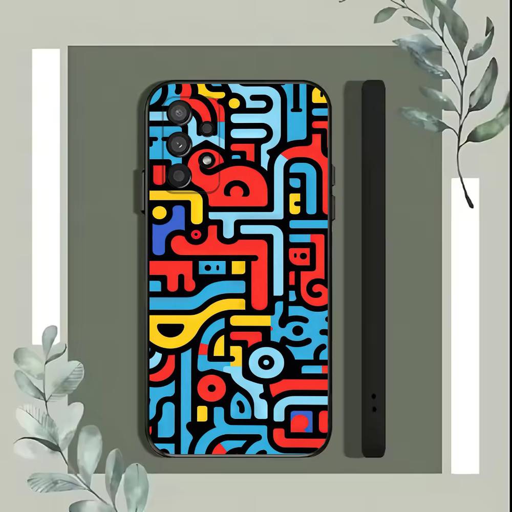 Colorful Lines Graffiti  Phone Case For Samsung S25,S24,S21,S22,S23,S30,Ultra,S20,Plus,Fe,Lite,5G Black Cover