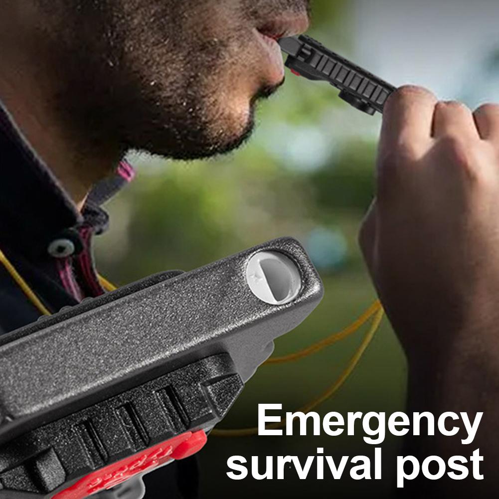 Multifunctional Keychain Light Outdoor Emergency Survival Whistle Bottle Opener Broken Window Hammer Night Riding Warning Light