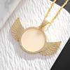 Angel Wings Mirror Photo Memorial Pendant Inlaid with Ice Crystal Zirconia Necklace Couple Trendy Jewelry Birthday Gift
