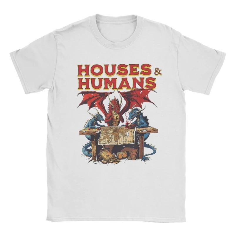 Popular Houses and Humans Retro 90s T-Shirts Men 100%Cotton T-Shirts Dungeon Dragon DnD New Short Cotton Best Selling Round Neck