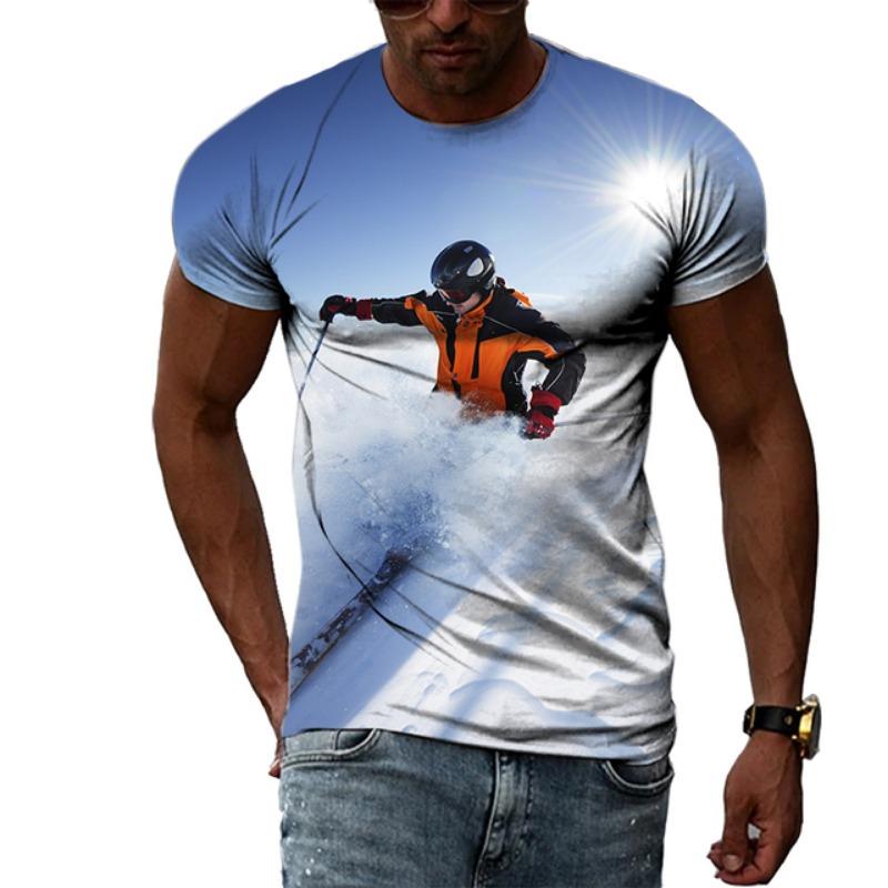 

Летняя мода скейтборд спортивные соревнования лыжные мужские футболки повседневный принт хип-хоп Харадзюку личность круглый вырез короткий рукав топ 6XL