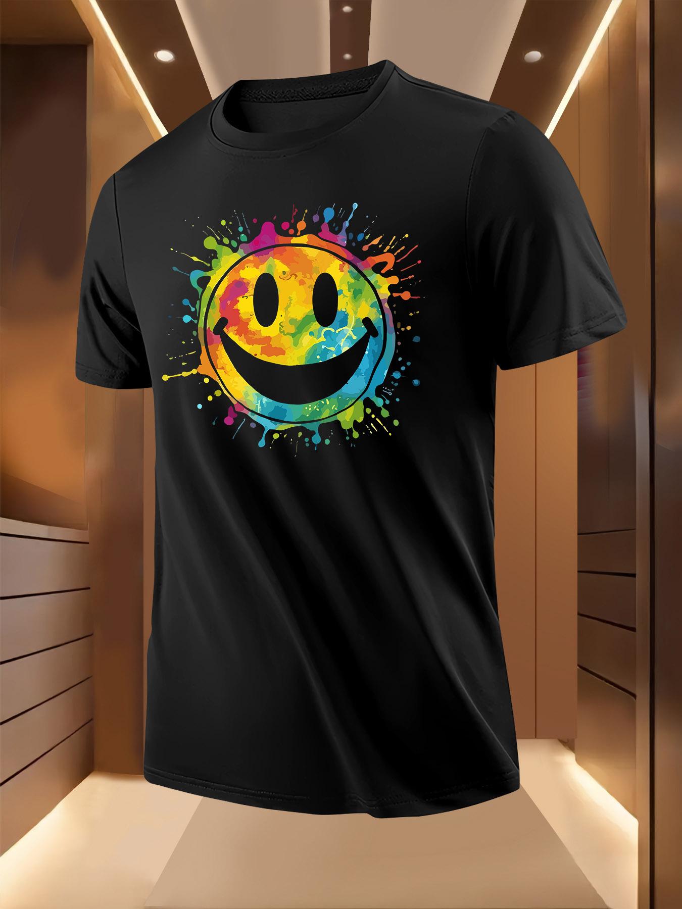 Splash Paint Smile Print Tshirt - Breathable Lightweight ... M