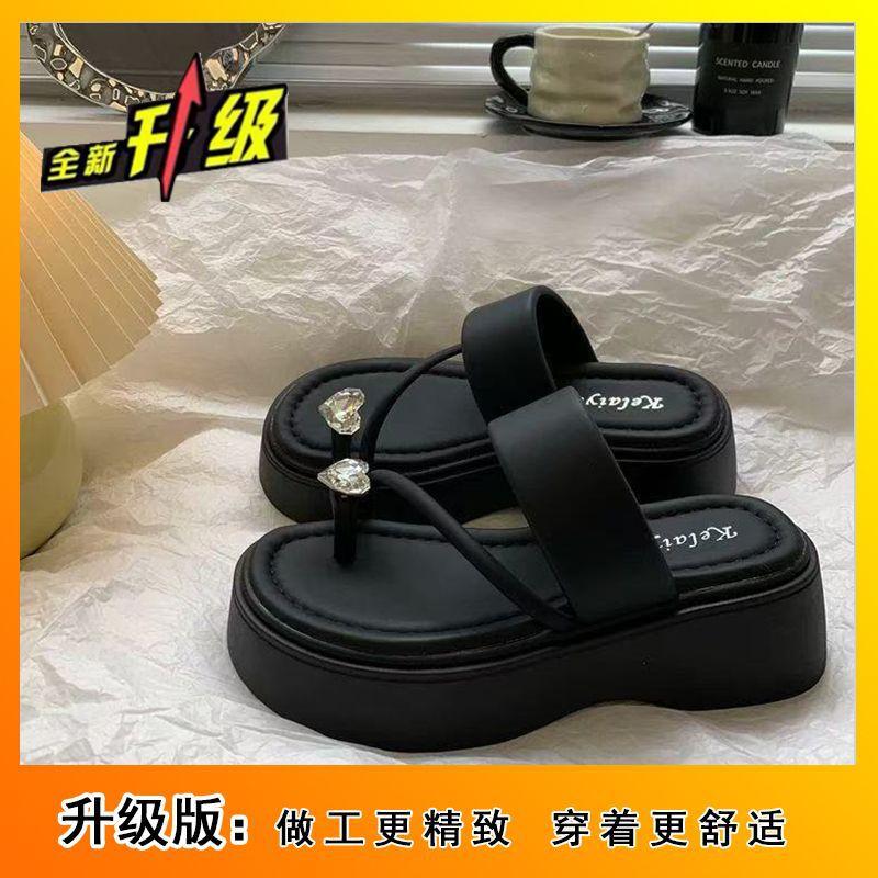 French Niche Design Comfortable Slippers Explosive Set Toe Sandals Versatile Skirt Solid Color Height-increasing Slippers Women 2025