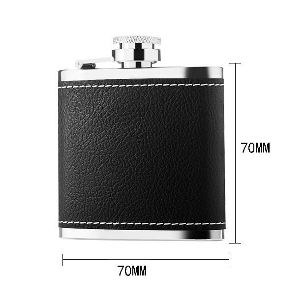 Portable Stainless Steel Leather-Covered Wine Flask for Outdoor Use