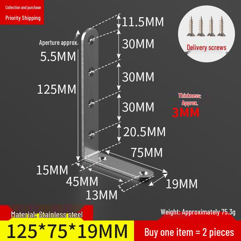 Stainless Steel 90° Right Angle Bracket Connector