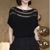 2025 Summer Round Neck Ice Silk Organza Short Sleeve Women's Fashionable Versatile T-shirt