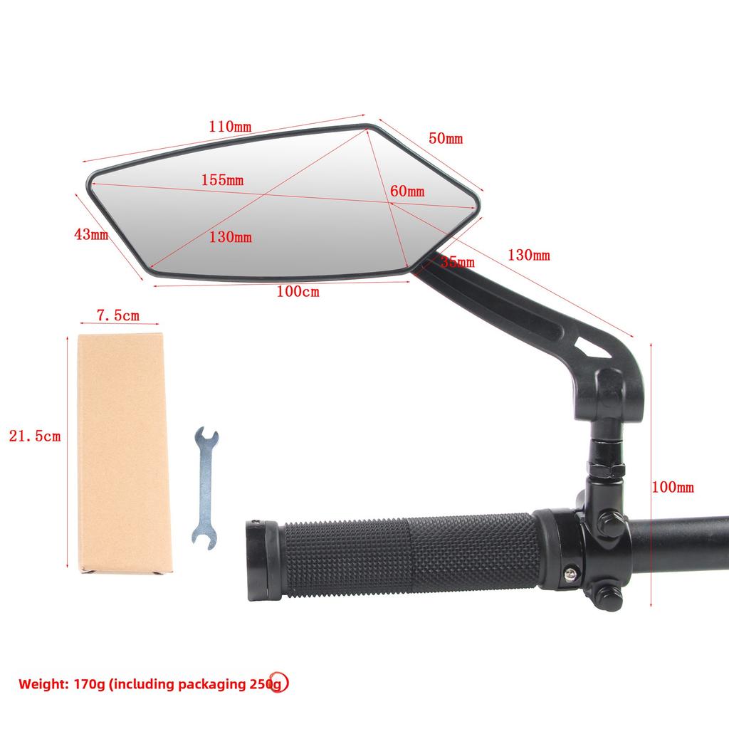 Mountain Bike Rearview Mirror Battery Car High Definition Flat Mirror Rearview Mirror Riding Accessories