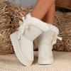 Women's Plus Size Side Bow Thick Platform Ankle Snow Boots Euro-American Fashion Versatile Casual New Autumn Winter