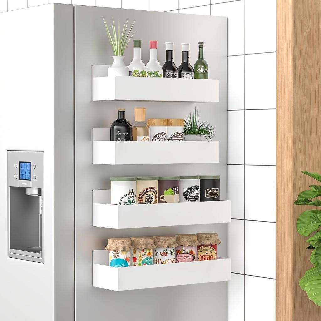 2Pcs Magnetic Spice Rack for Refrigerator Magnetic Storage Shelf Wall Mounted Fridge Organizer Spice Jar Holder