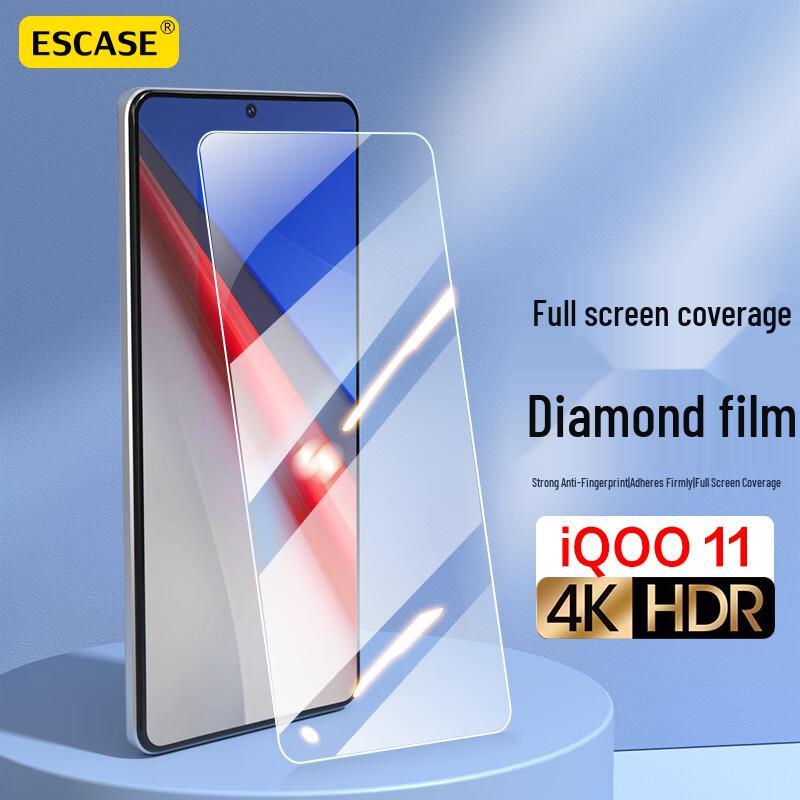 ESCASE iQOO Full Coverage HD Tempered Glass Screen Protector
