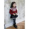 Girls' Thickened Lace Beaded Warm Fleece-lined Winter T-shirt
