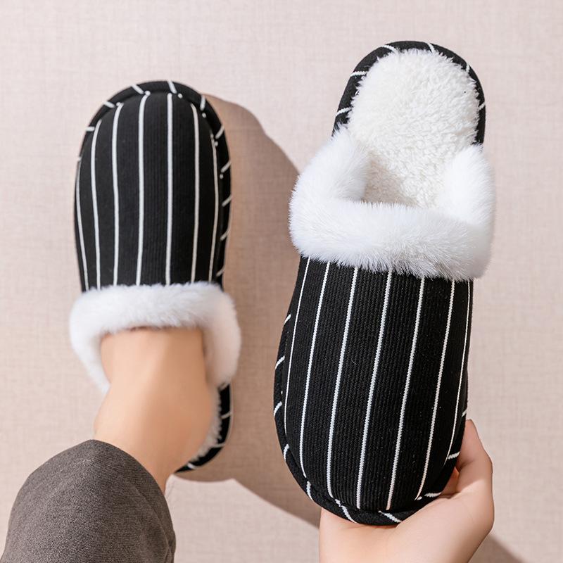 Cotton Slippers for Home Use Spring and Autumn Indoor Warm and Non-slip Cixi Couple Plush