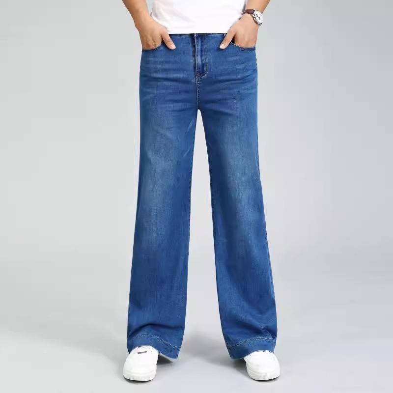 Men's Winter Thickened Stretch Jeans Men's Mid-Rise Loose Straight Denim Trousers