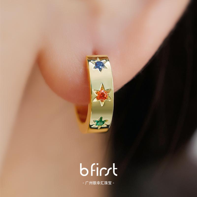 Tremella 925 Earrings High-end niche earrings Zircon electroplating exquisite jewelry women 925 silver