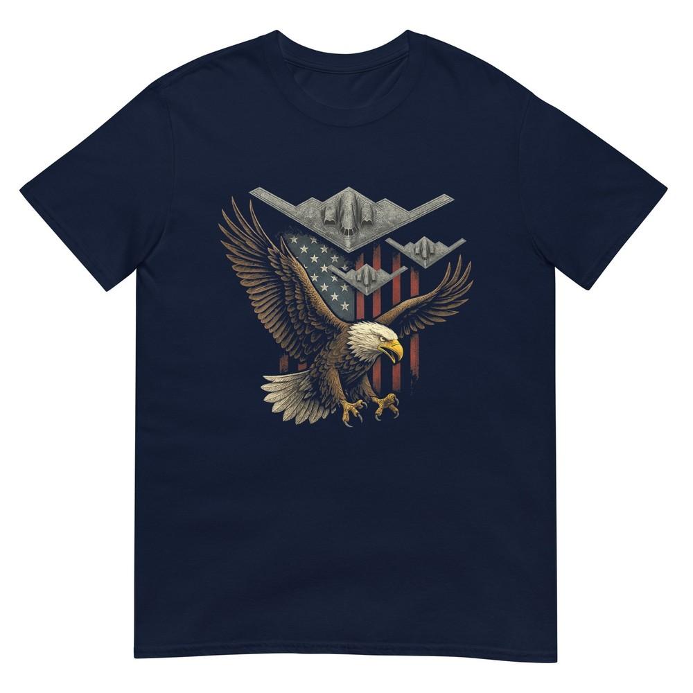 On Back Patriotic Eagle B2 Bombers American Flag 4th Of July TShirt S