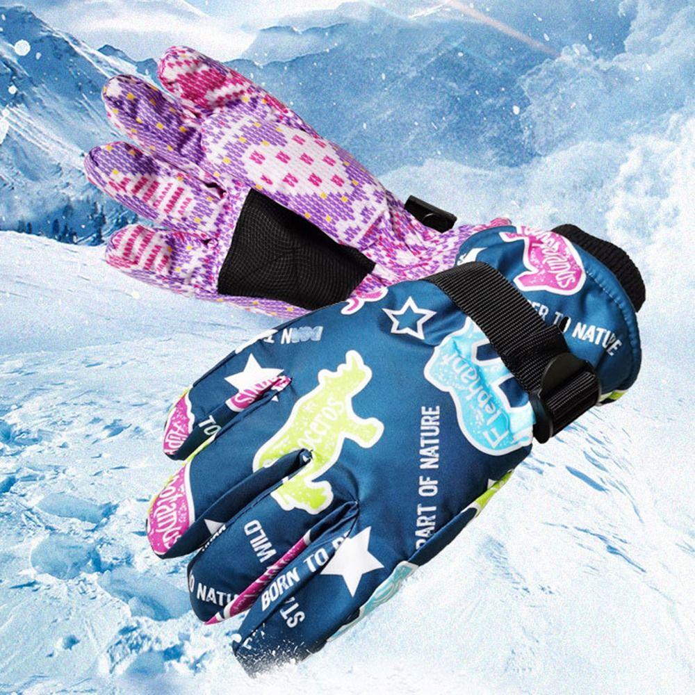 Non-slip Snow Gloves Waterproof Kids Winter Mittens Fashion Children Ski Gloves Mountaineering