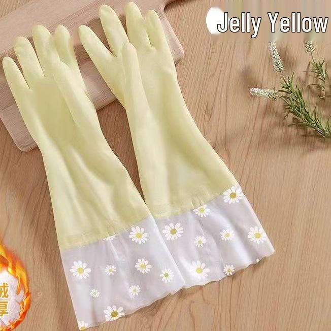 Extra Long Waterproof Dishwashing Gloves for Kitchen and Laundry, Jelly Color PVC