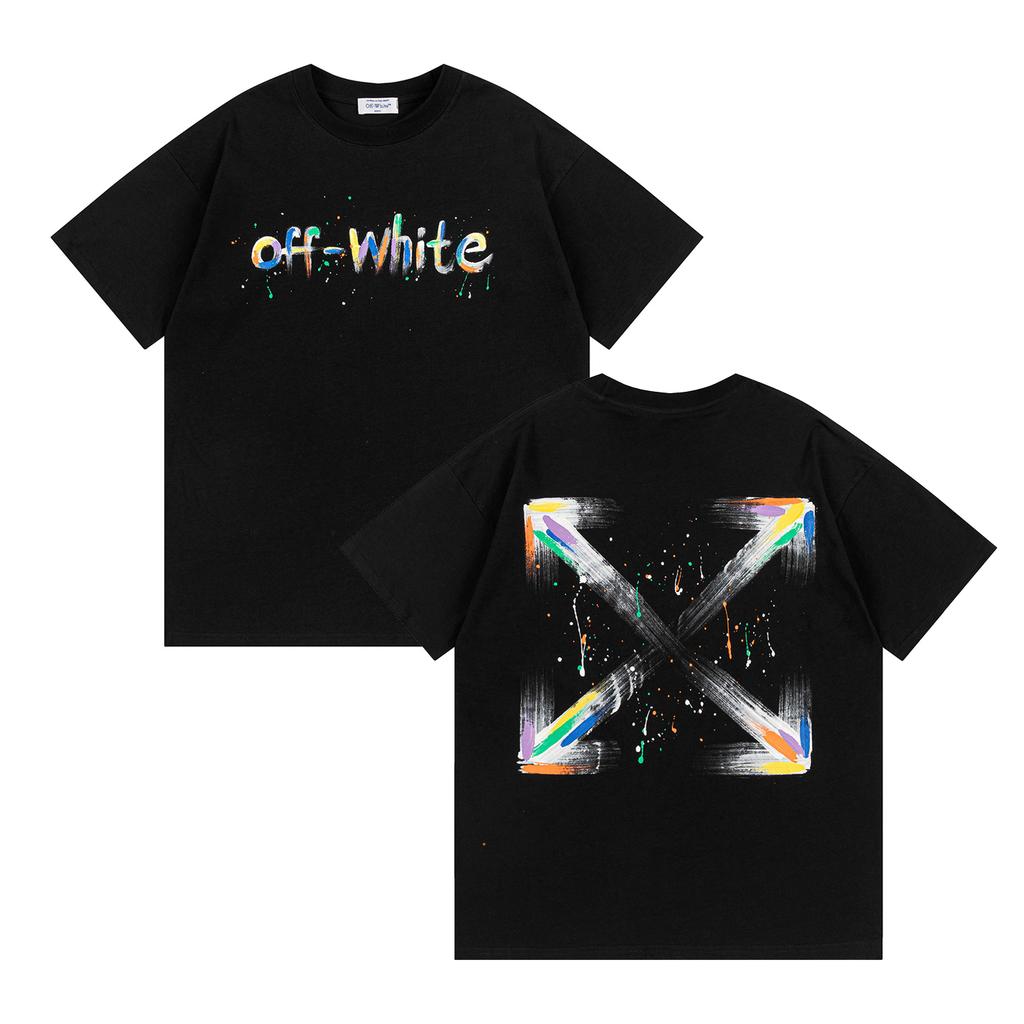 Off-White New Color Letter Arrow Pattern Round Neck Pullover Short Sleeved Men's and Women's T-shirts for Spring and Summer 2025