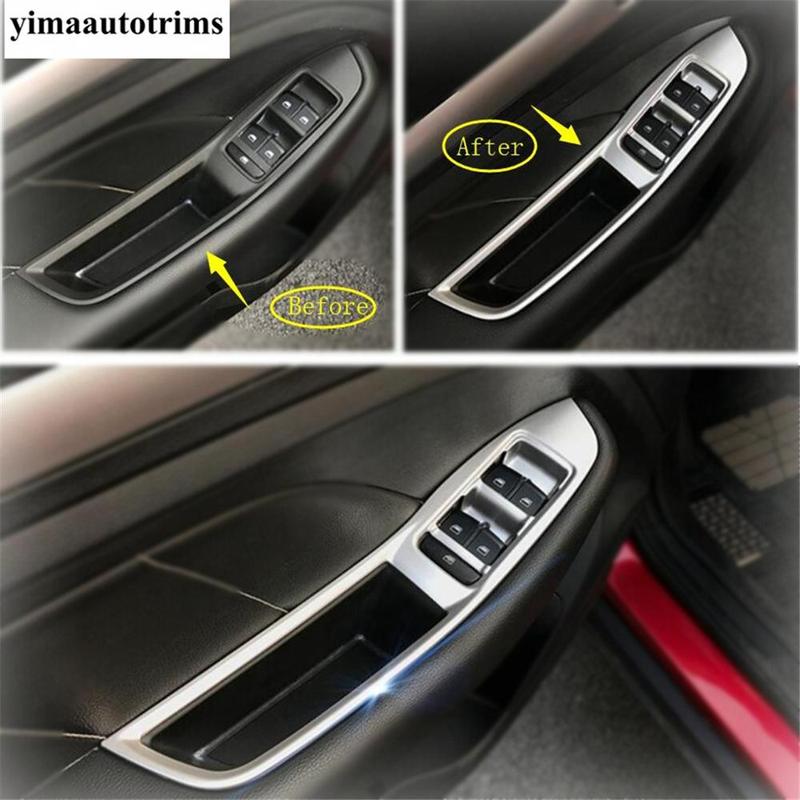 Inner Door Armrest Window Lift Button Control Panel Cover Trim Carbon Fiber / Matte Accessories Interior For MG ZS 2018 -