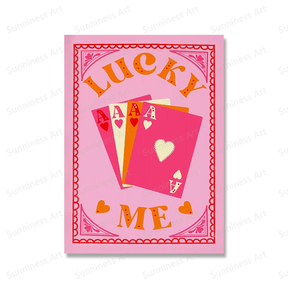 

Оранжевый и розовый сочетаются с цитатами, сделанными на небесах, забавная картина на холсте Lucky Me, настенная живопись, скандинавские постеры для декора гостиной 21x30cm No Framed белый