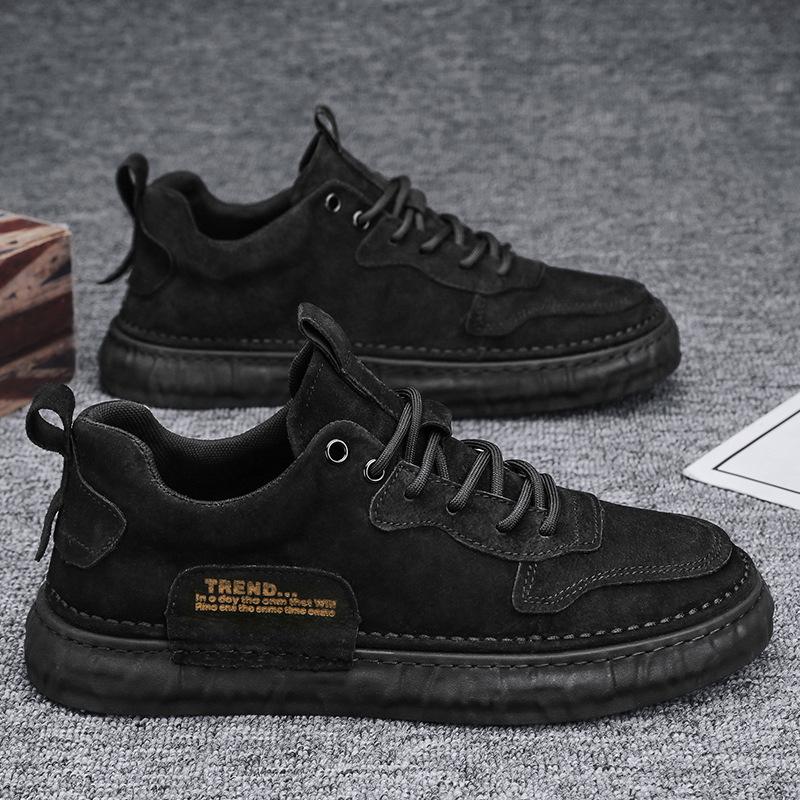 Fashion Casual Platform Shoes for Men Winter Plus Velvet Cotton Shoes Men's Boots Men Fashionable Board Shoes Male Leather Cotton Boots