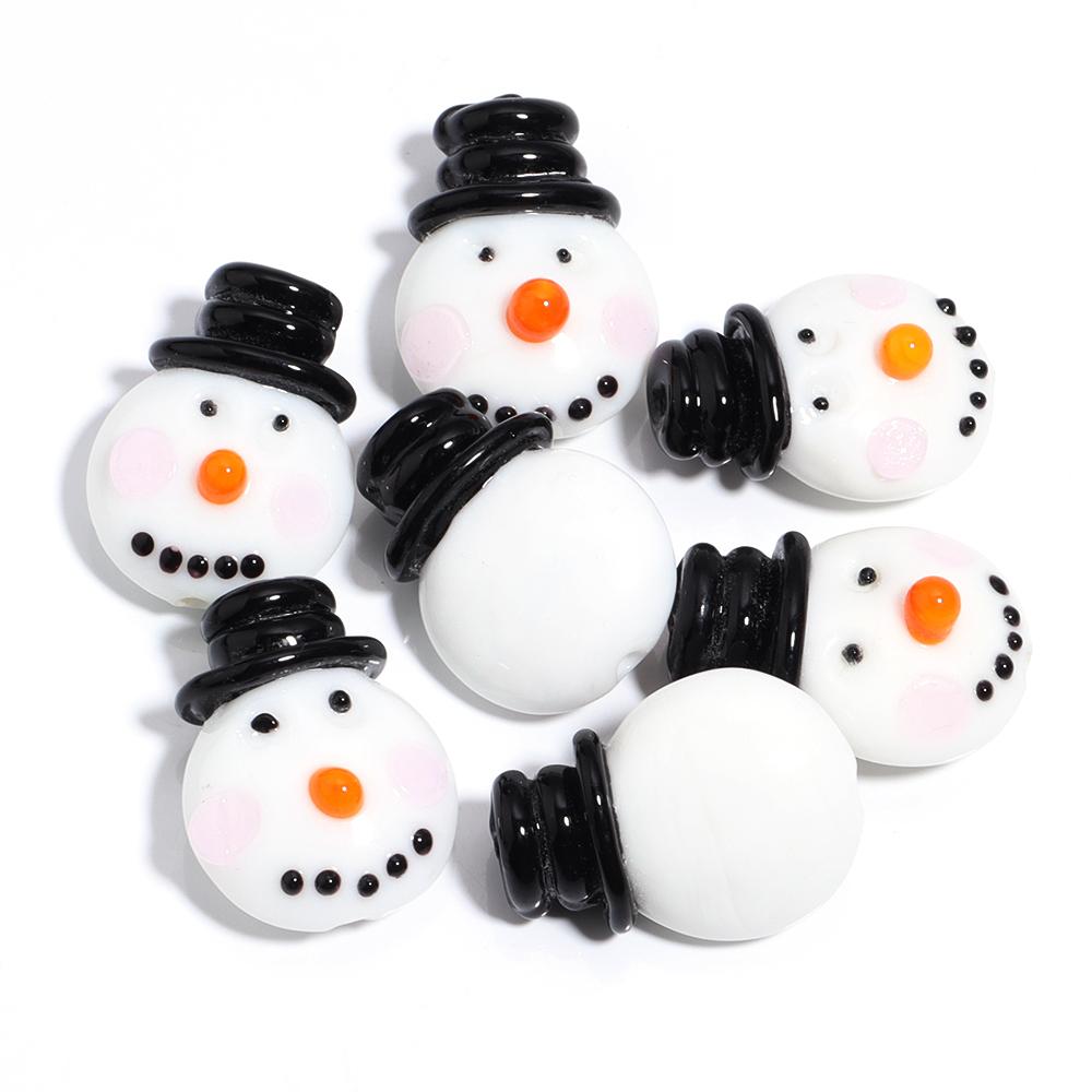 2Pcs Christmas Collection Lampwork Loose Beads Christmas Tree Santa Claus Snowman Shaped Beads For DIY Bracelet Jewelry Gifts