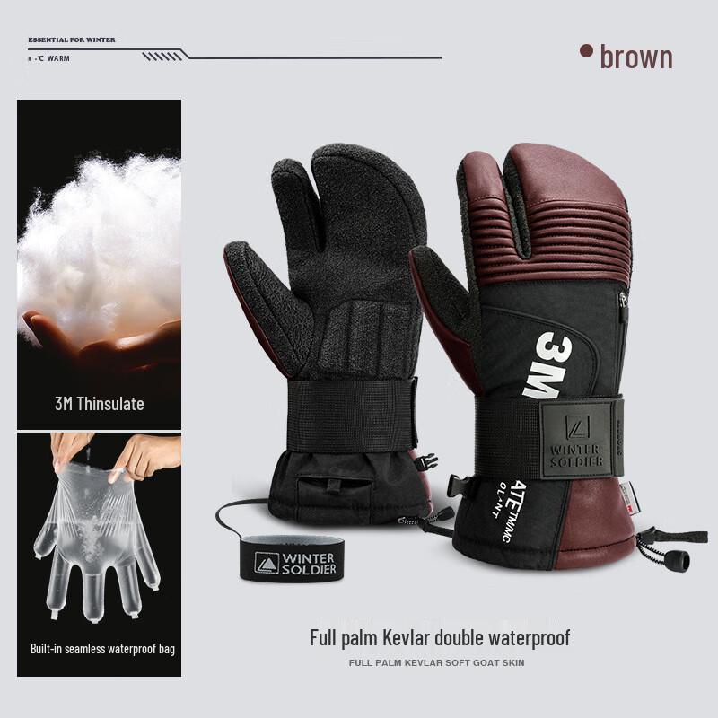 golovejoy SK33 Winter Kevlar Ski Gloves with Wrist Guard L