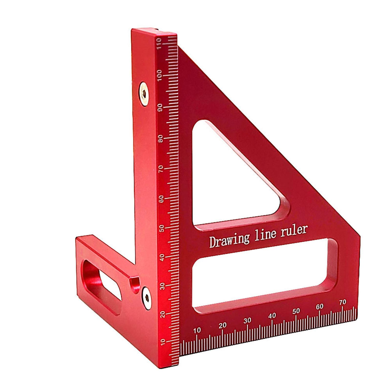 3D Multi-Angle Measuring Ruler 45/90 Degrees, Woodworking Square Protractor, Beveled Aluminum Alloy Ruler, Measuring Tool красный