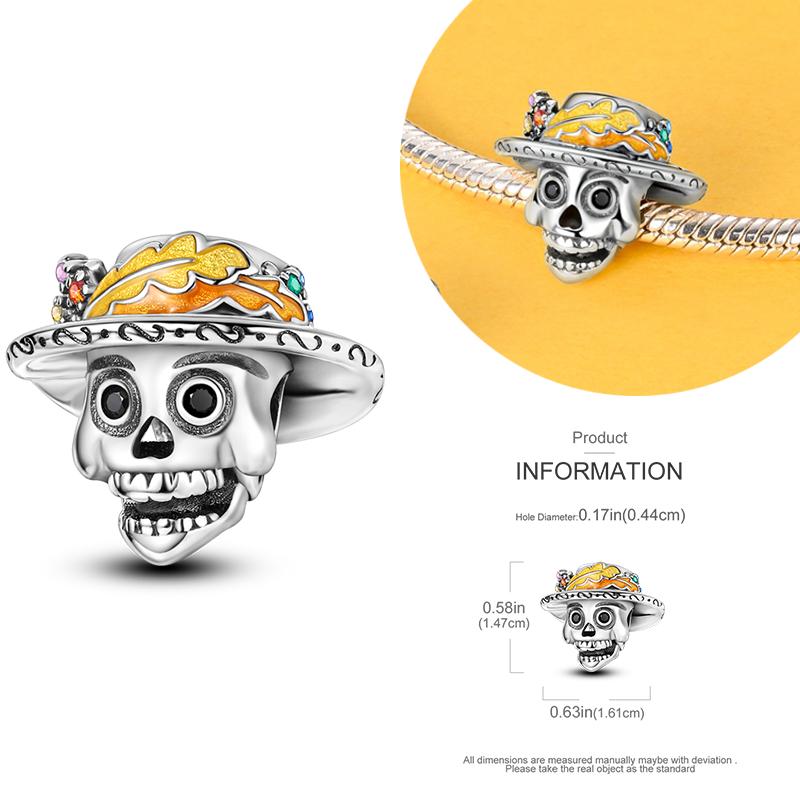 Copper Charms Luminous Pumpkin Skull Beads For Dangle Diy Gift Halloween Series Charms